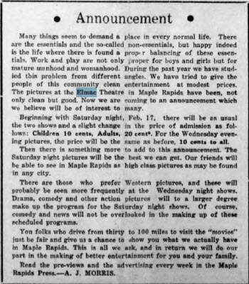 Elmac Theater - Jan 25 1940 Announcement (newer photo)